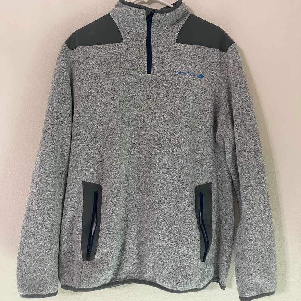 Vineyard Vines Heather Gray Zip-Up Sweater